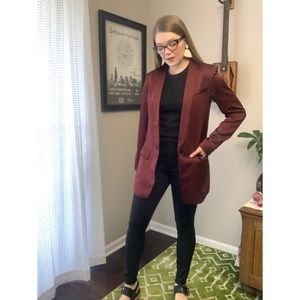 H&M Burgundy Long Blazer